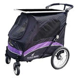 Petstro Stroller silver wing m/4 hjul INKL Trimbord & kopholder Sort/Lilla - Lastevægt 55 kg.
