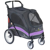Petstro Stroller silver wing m/4 hjul INKL Trimbord & kopholder Sort/Lilla - Lastevægt 55 kg.