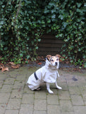 Regnjakke til hund i beige med justerbar pasform: Ryglængde 30cm