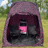 Pop-up telt sort med lyserøde poter - 170x170x190cm