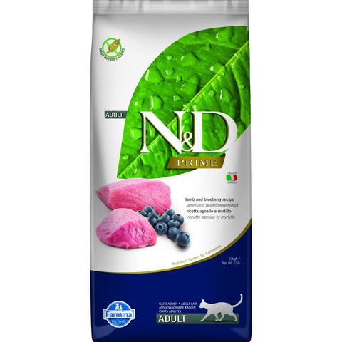 N&D CAT PRIME Cat Prime Lam & Blåbær 10 kg.