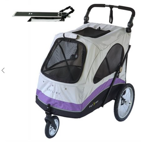 Petstro Skyline stroller med trimbord og kopholder Lilla / lysegrå large lastvægt 45 kg