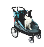 Petstro Stroller  silver wing med 4 hjul  (Lastevægt 55 kg. - Sort  / lyseblå