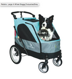 Petstro Stroller  silver wing med 4 hjul  (Lastevægt 55 kg. - Sort  / lyseblå