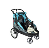 Petstro Stroller  silver wing med 4 hjul  (Lastevægt 55 kg. - Sort  / lyseblå