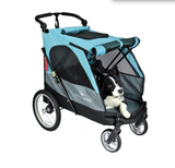 Petstro Stroller  silver wing med 4 hjul  (Lastevægt 55 kg. - Sort  / lyseblå