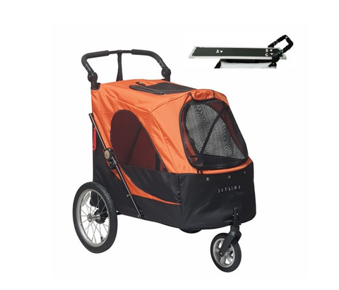 Petstro skyline Stroller med trimbord  og kopholder - Orange /Sort  lastvægt max 45 kg