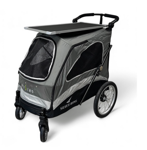 Petstro Stroller med 4 hjul inkl. trimmebordsplade (Lastevægt 55 kg. - Sort / Grå