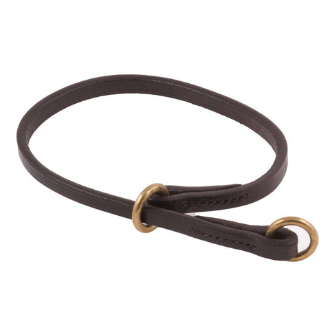 Alvalley - Flad læder halsbånd Brun Læder 44,5 cm inkl ringe / 5mm bredt